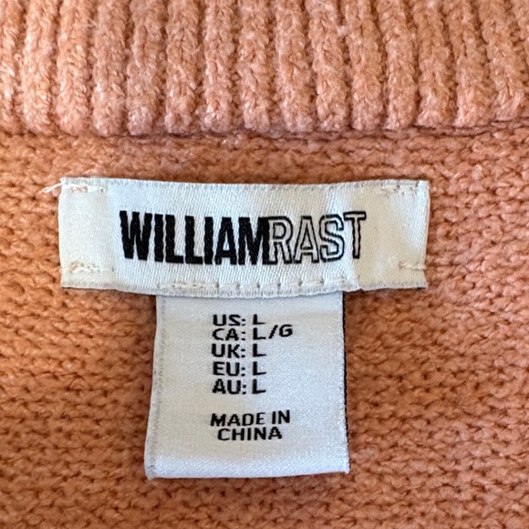 William Rast Peach and Black Argyle V-Neck Sweater LL173 - Picture 5 of 6